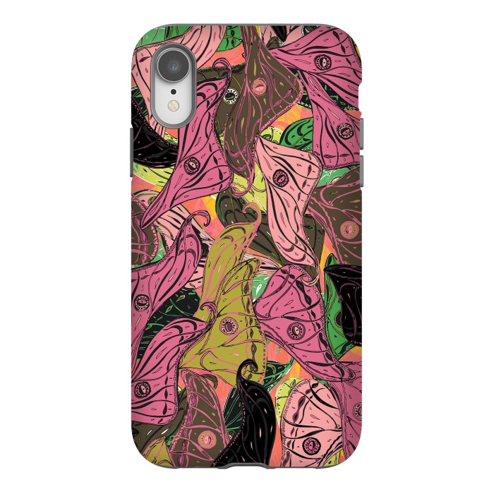 iPhone Xr StrongFit Boho Butterfly Wings in Pink & Green by Lotti Brown