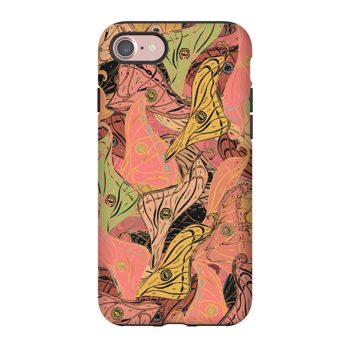 iPhone 7 StrongFit Boho Butterfly Wings in Coral and Yellow by Lotti Brown