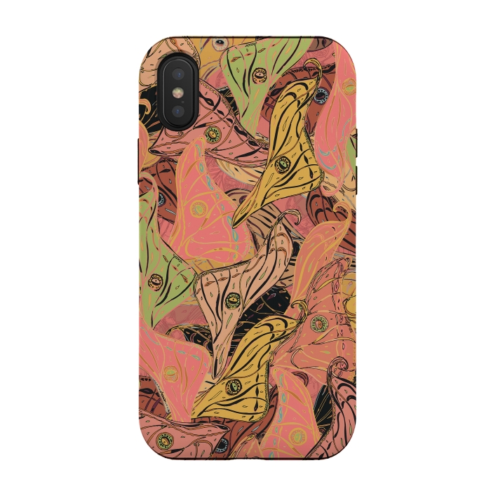 iPhone Xs / X StrongFit Boho Butterfly Wings in Coral and Yellow by Lotti Brown