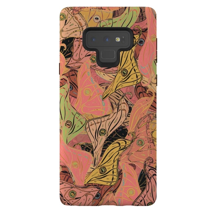 Galaxy Note 9 StrongFit Boho Butterfly Wings in Coral and Yellow by Lotti Brown