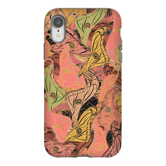 iPhone Xr StrongFit Boho Butterfly Wings in Coral and Yellow by Lotti Brown