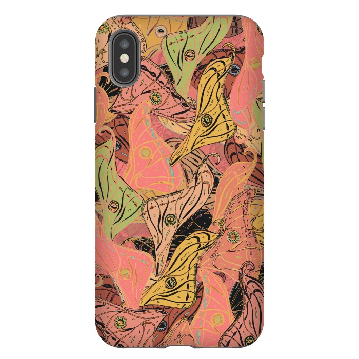 iPhone Xs Max StrongFit Boho Butterfly Wings in Coral and Yellow by Lotti Brown