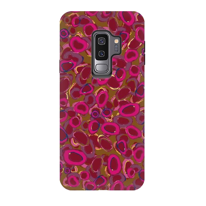 Galaxy S9 plus StrongFit Bold Circles - Red & Pink by Lotti Brown