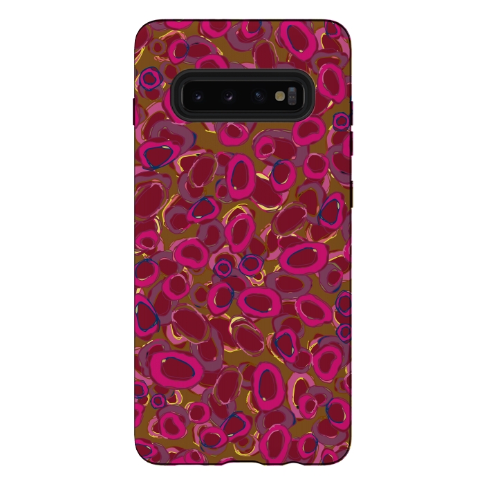 Galaxy S10 plus StrongFit Bold Circles - Red & Pink by Lotti Brown