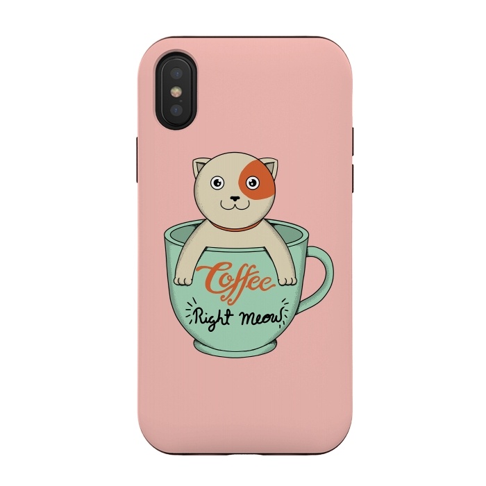 iPhone Xs / X StrongFit Coffee right meow pink by Coffee Man