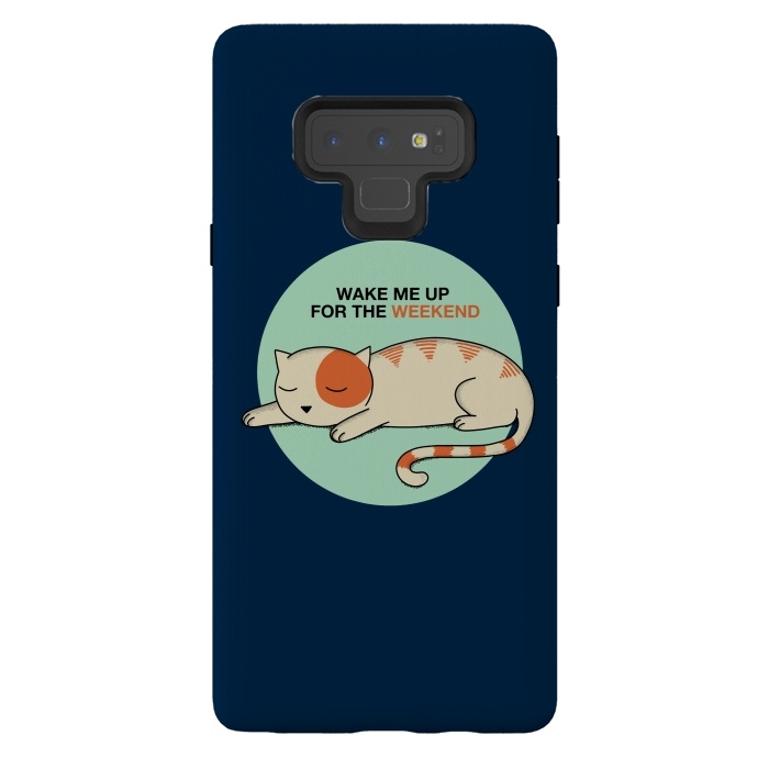 Galaxy Note 9 StrongFit Cat wake me up blue by Coffee Man