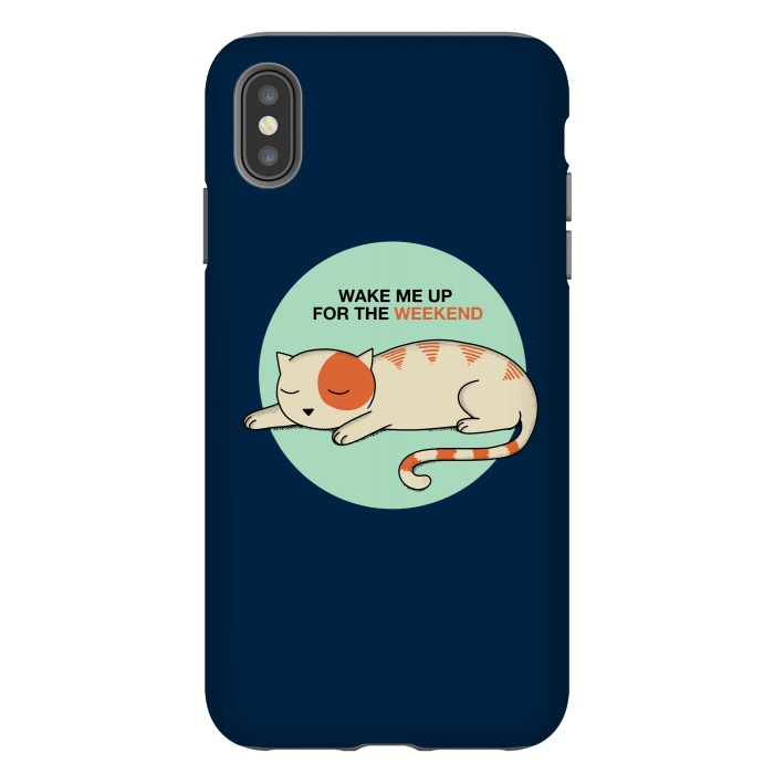 iPhone Xs Max StrongFit Cat wake me up blue by Coffee Man