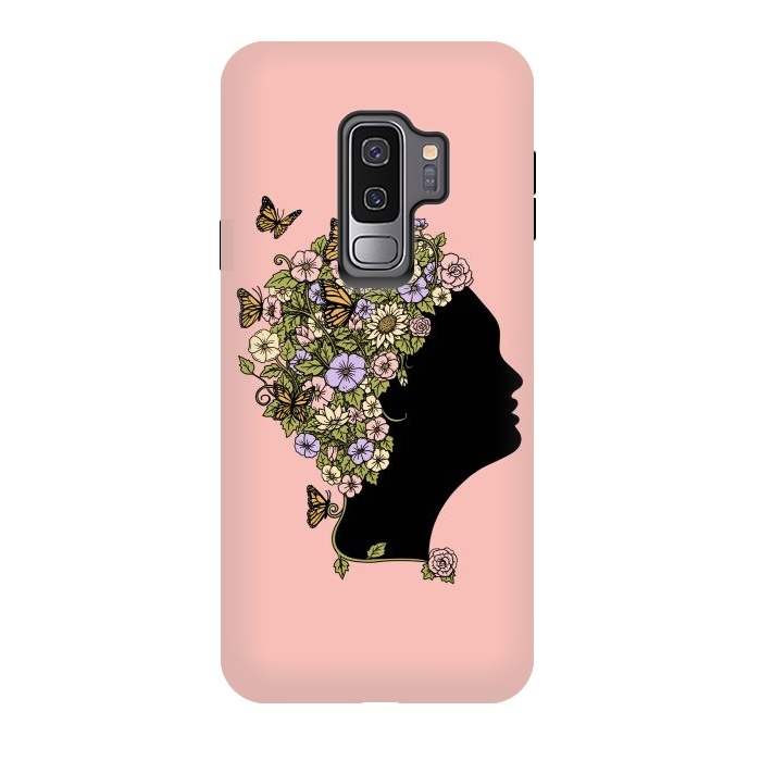 Galaxy S9 plus StrongFit Floral Lady Pink by Coffee Man