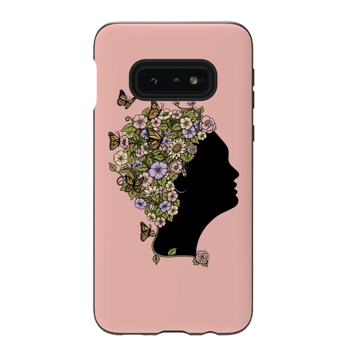 Galaxy S10e StrongFit Floral Lady Pink by Coffee Man
