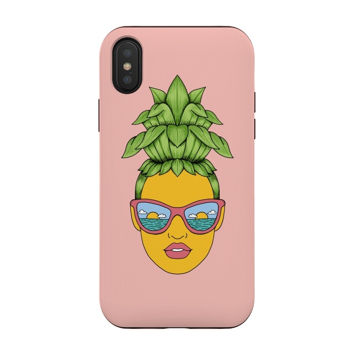 iPhone Xs / X StrongFit Pineapple Girl Pink by Coffee Man