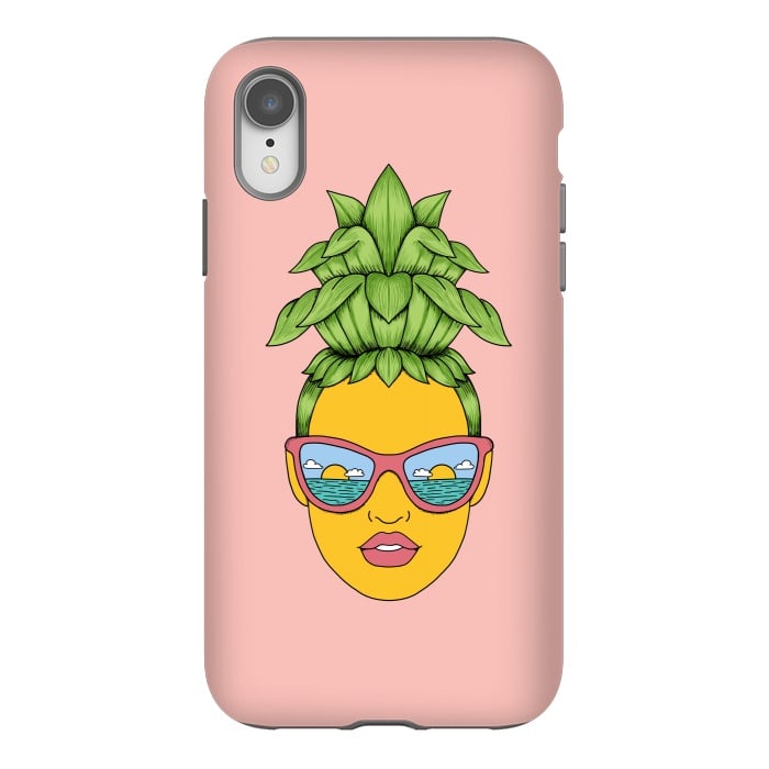 iPhone Xr StrongFit Pineapple Girl Pink by Coffee Man