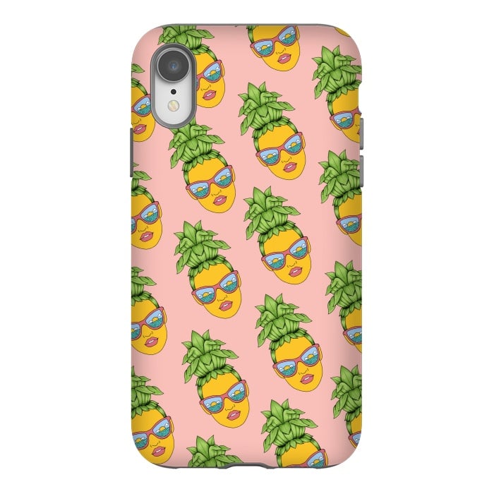 iPhone Xr StrongFit Pineapple Girl Pattern Pink by Coffee Man