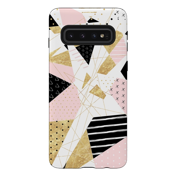 Galaxy S10 StrongFit Modern gold geometric abstract design by InovArts