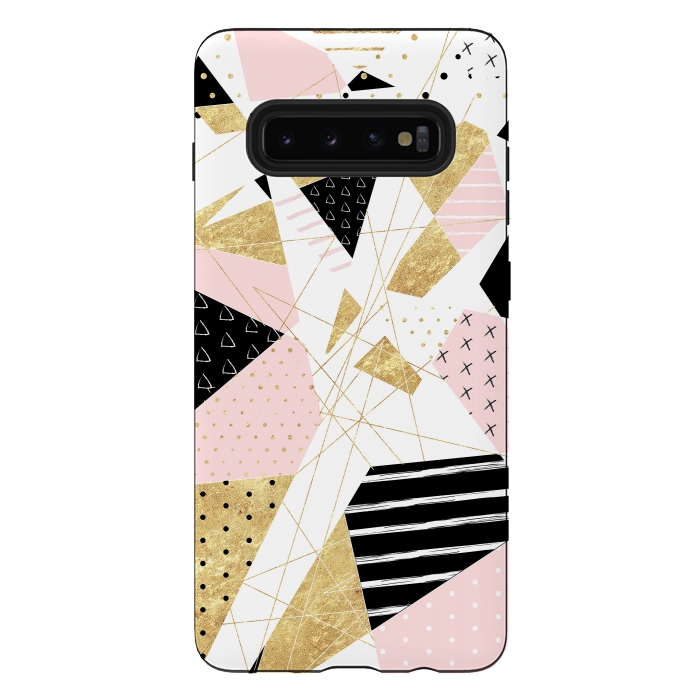 Galaxy S10 plus StrongFit Modern gold geometric abstract design by InovArts