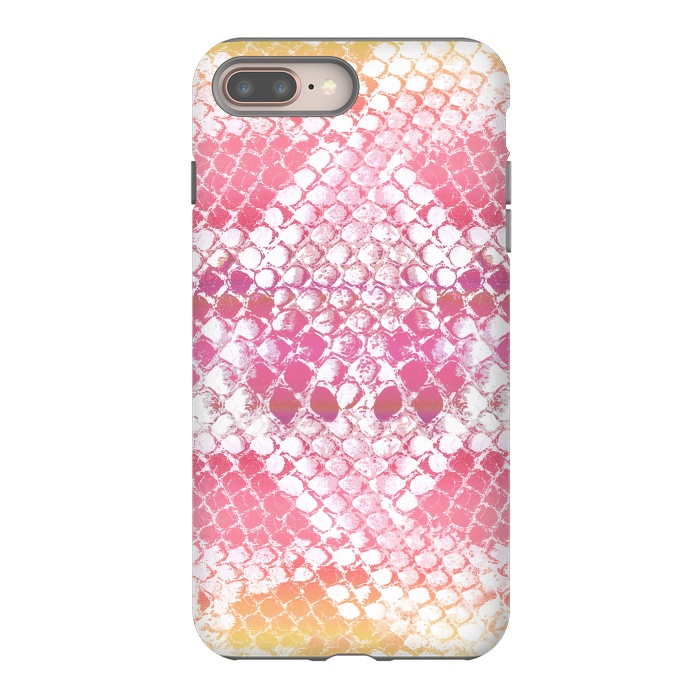 iPhone 7 plus StrongFit Pink yellow pastel gradient snake skin by Oana 