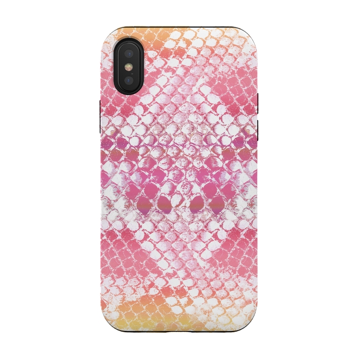 iPhone Xs / X StrongFit Pink yellow pastel gradient snake skin by Oana 