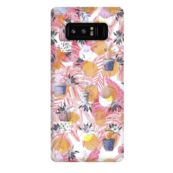 Galaxy Note 8 StrongFit Cute cacti pots and pink tropical foliage by Oana 