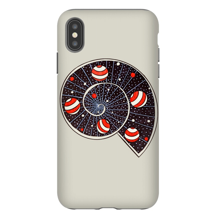 iPhone Xs Max StrongFit Spiral Galaxy Snail With Beach Ball Planets by Boriana Giormova