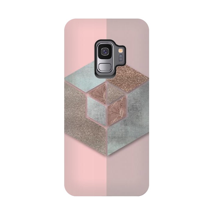 Galaxy S9 StrongFit Rosegold Blush Geometry 2 by Andrea Haase