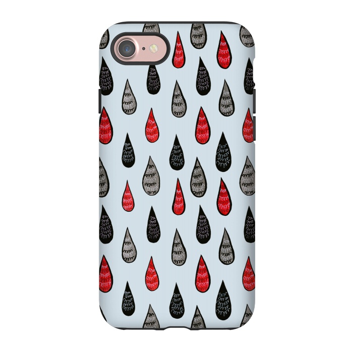 iPhone 7 StrongFit Weird Rain Drops Ink Pattern In Red Black Grey by Boriana Giormova