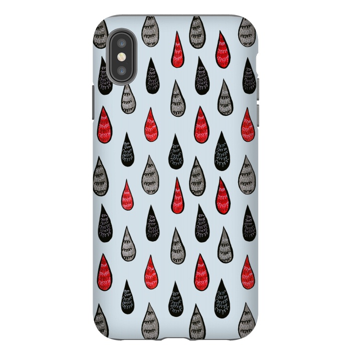 iPhone Xs Max StrongFit Weird Rain Drops Ink Pattern In Red Black Grey by Boriana Giormova