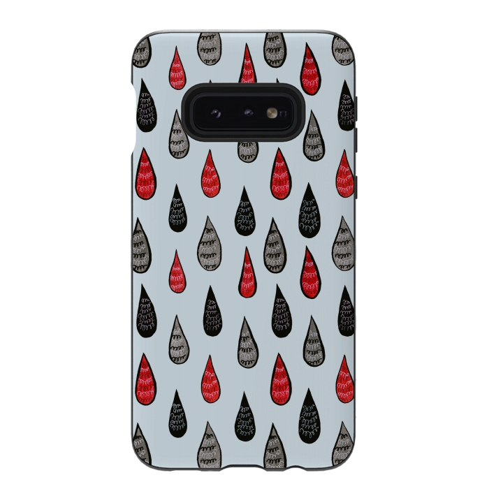 Galaxy S10e StrongFit Weird Rain Drops Ink Pattern In Red Black Grey by Boriana Giormova