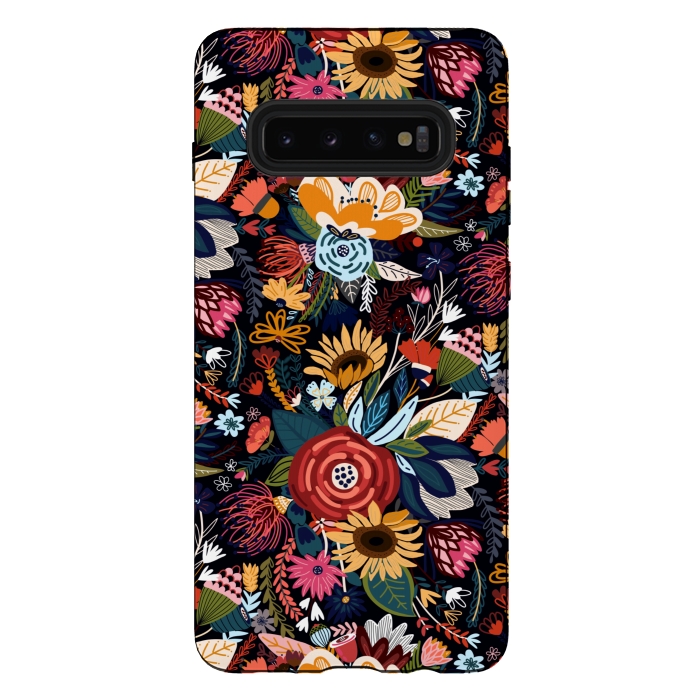 Galaxy S10 plus StrongFit Popping Moody Floral  by Tigatiga