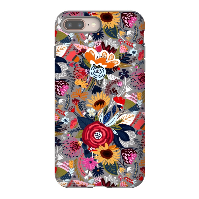 iPhone 7 plus StrongFit Popping Floral - Pink  by Tigatiga