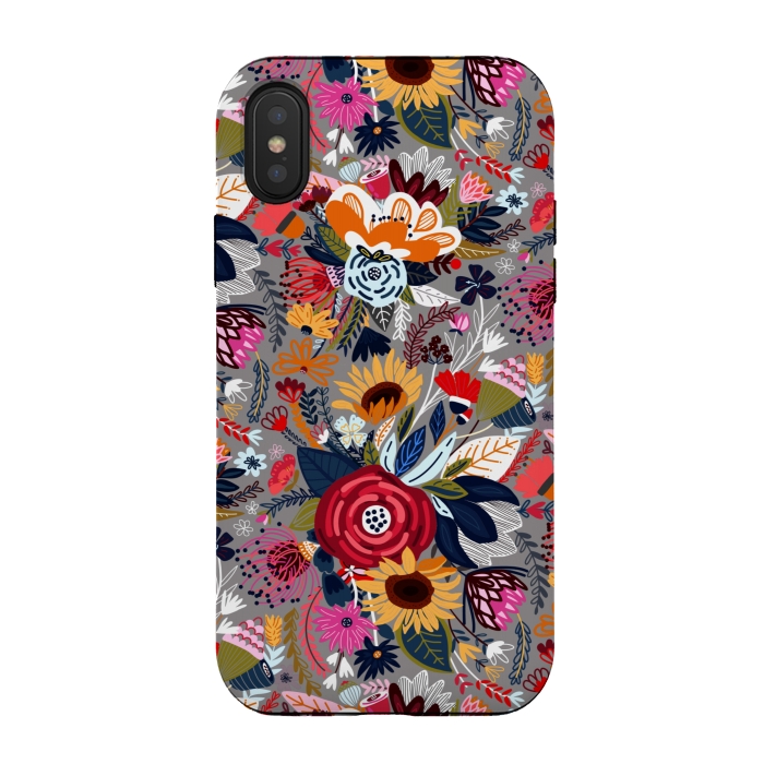 iPhone Xs / X StrongFit Popping Floral - Pink  by Tigatiga