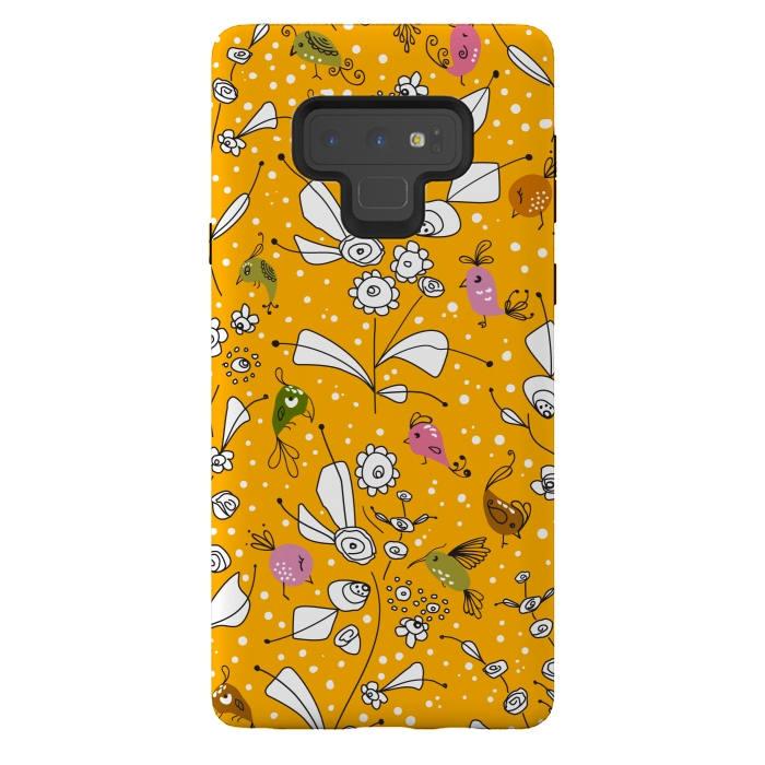 Galaxy Note 9 StrongFit Bye Bye Birdie - Yellow by Paula Ohreen