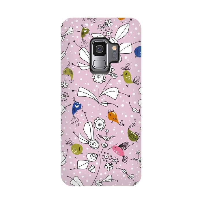 Galaxy S9 StrongFit Bye Bye Birdie - Pink by Paula Ohreen