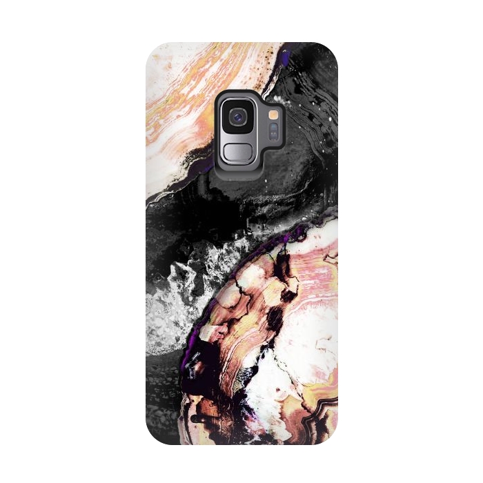 Galaxy S9 StrongFit Brushed agata gold black marble by Oana 