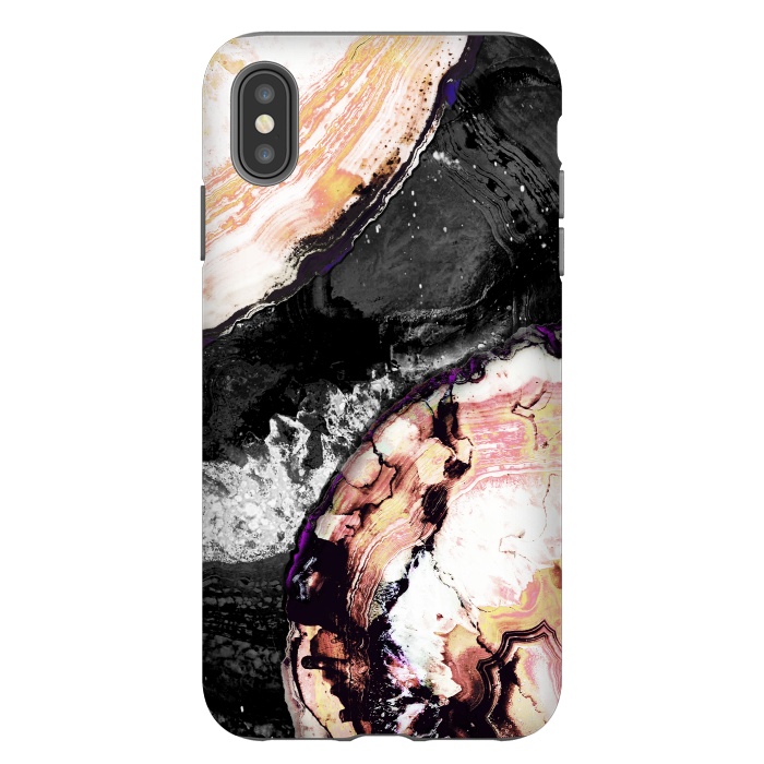 iPhone Xs Max StrongFit Brushed agata gold black marble by Oana 