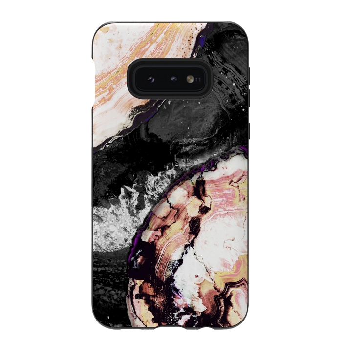 Galaxy S10e StrongFit Brushed agata gold black marble by Oana 