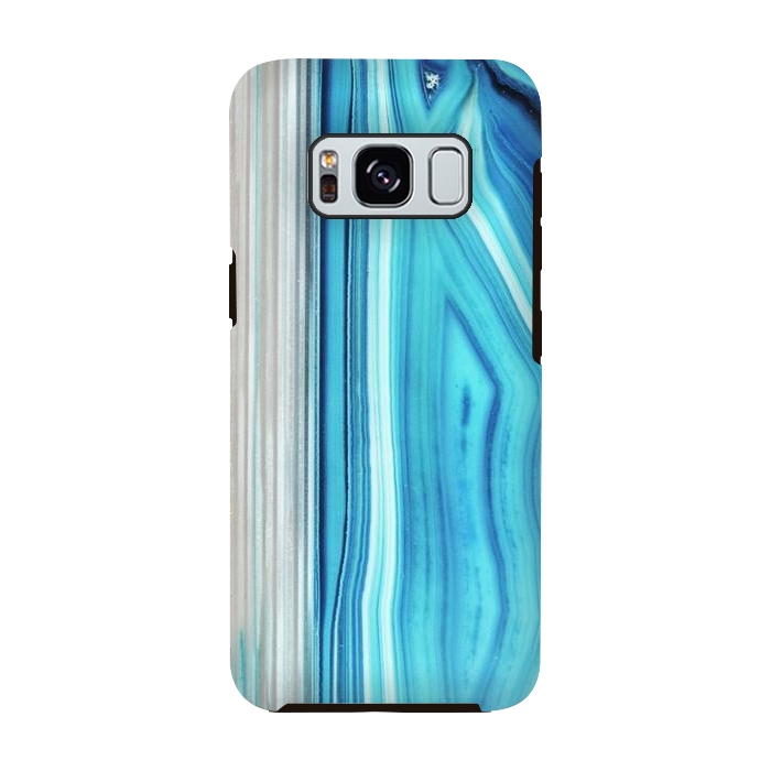 Galaxy S8 StrongFit Blue striped agata gemstone by Oana 
