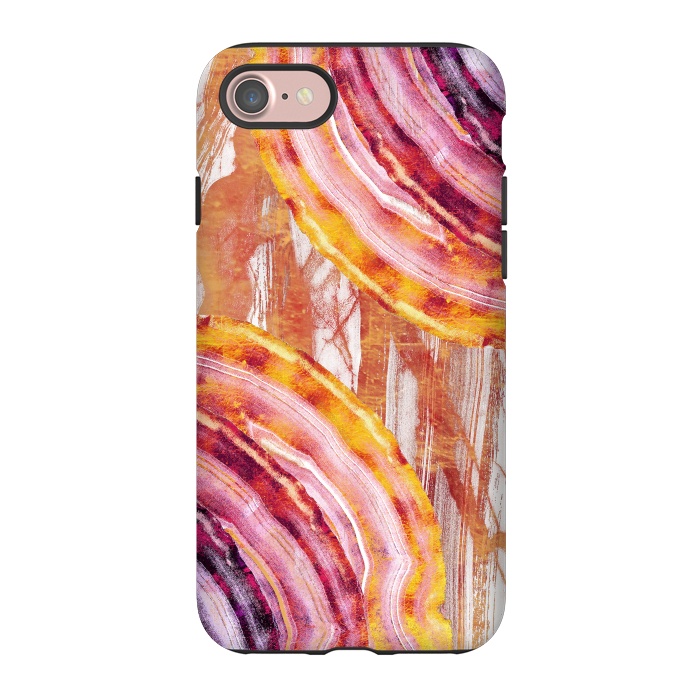 iPhone 7 StrongFit Gold pink brushed marble gemstones by Oana 