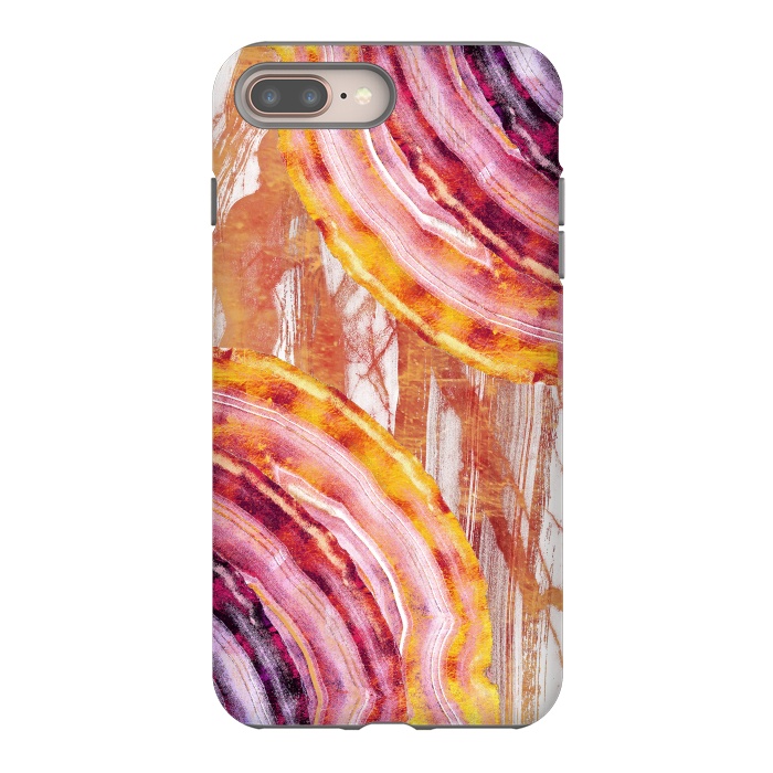 iPhone 7 plus StrongFit Gold pink brushed marble gemstones by Oana 