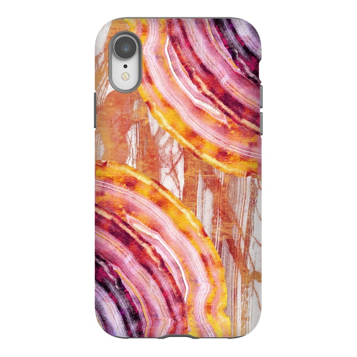 iPhone Xr StrongFit Gold pink brushed marble gemstones by Oana 