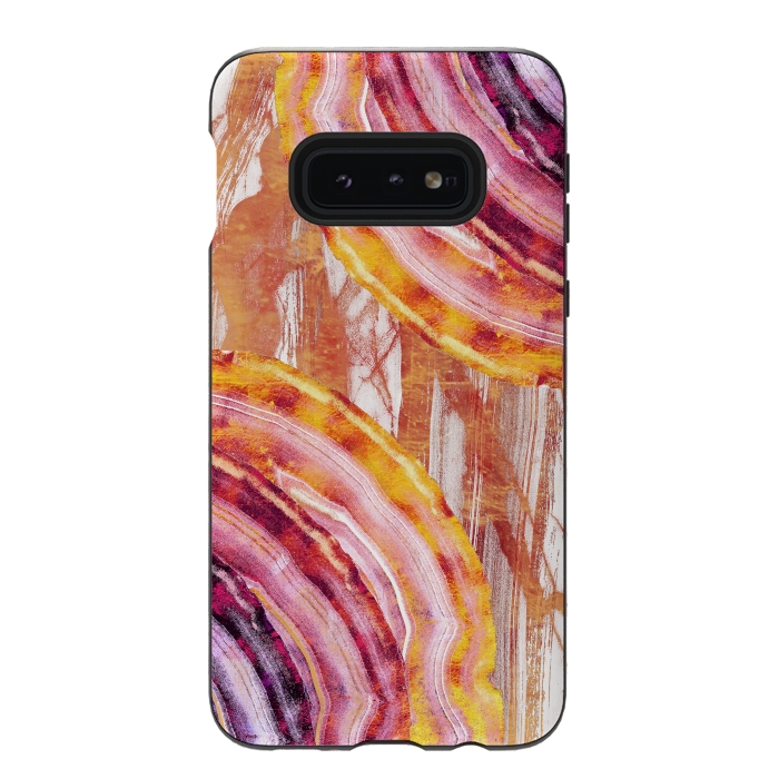 Galaxy S10e StrongFit Gold pink brushed marble gemstones by Oana 
