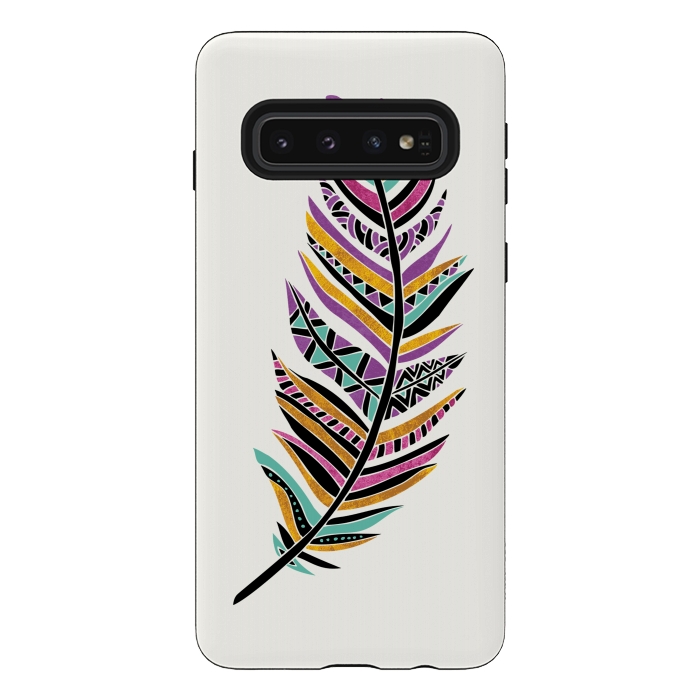Galaxy S10 StrongFit Dreamy Feather by Pom Graphic Design