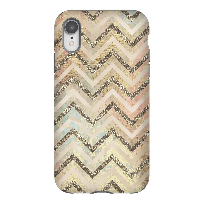 iPhone Xr StrongFit Chevron Gold Glamour Stripes 2 by Andrea Haase