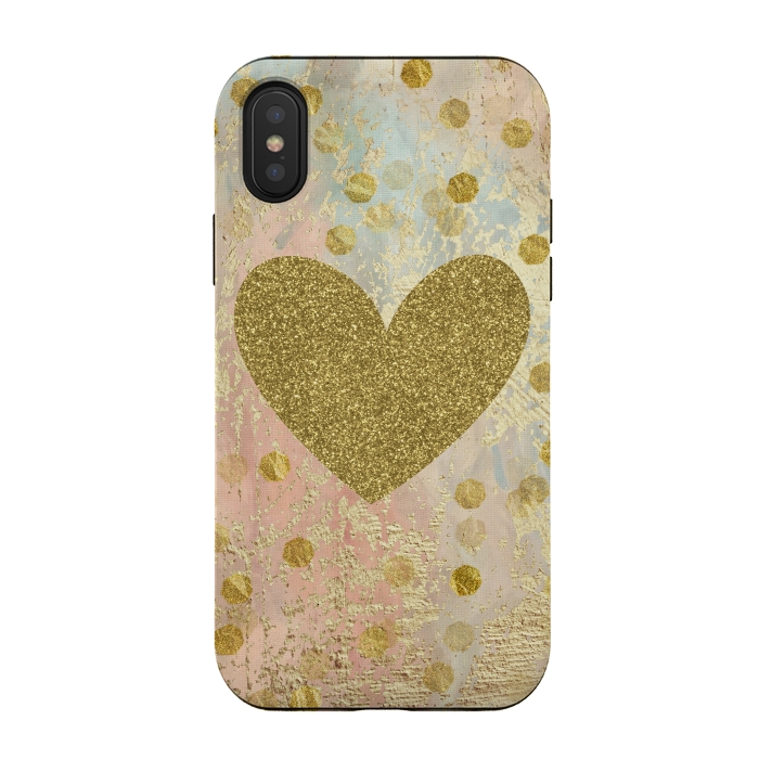 iPhone Xs / X StrongFit Golden Heart And Sparkles by Andrea Haase