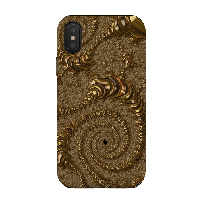 iPhone Xs / X StrongFit Golden Fancy Fractals by Andrea Haase