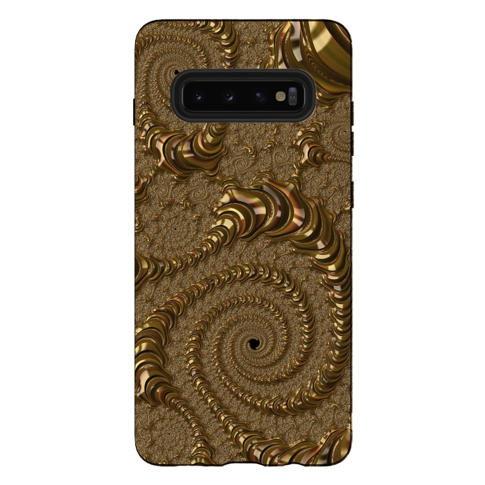 Galaxy S10 plus StrongFit Golden Fancy Fractals by Andrea Haase