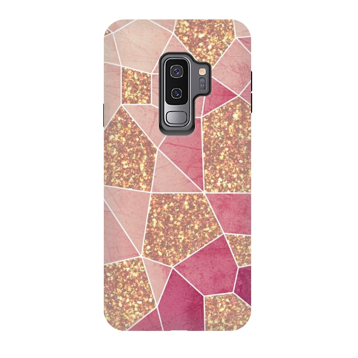 Galaxy S9 plus StrongFit Pink geometric glitters by Jms