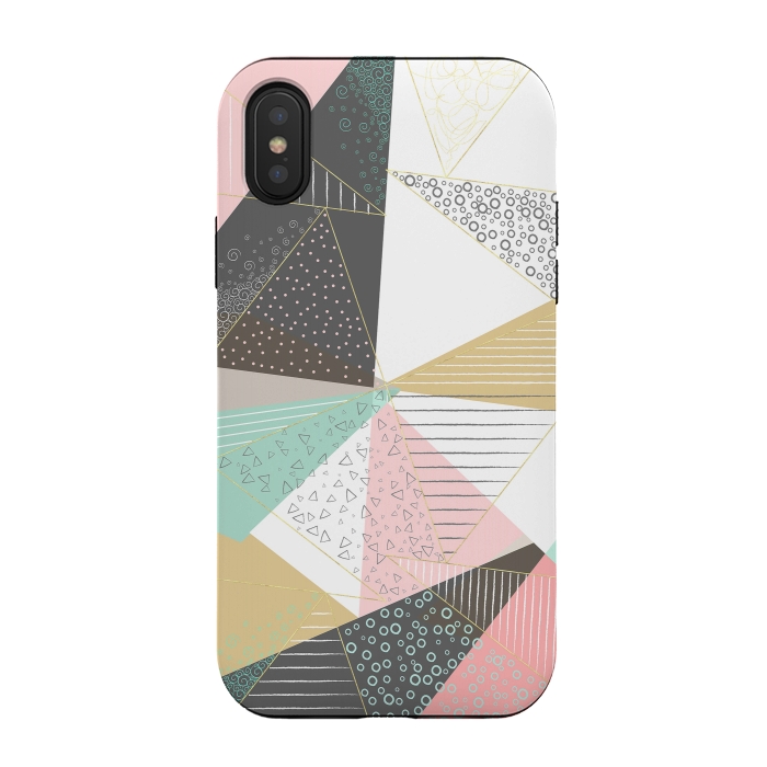 iPhone Xs / X StrongFit Stylish gold triangles geometric design by InovArts