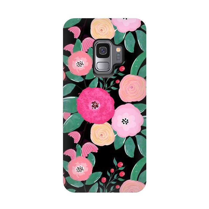 Galaxy S9 StrongFit Stylish abstract creative floral paint by InovArts