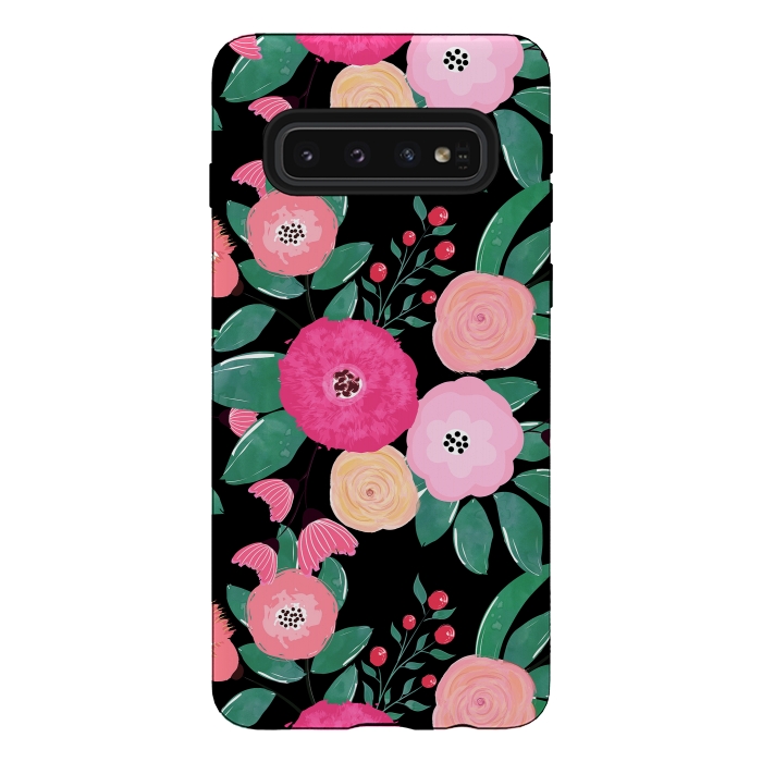 Galaxy S10 StrongFit Stylish abstract creative floral paint by InovArts