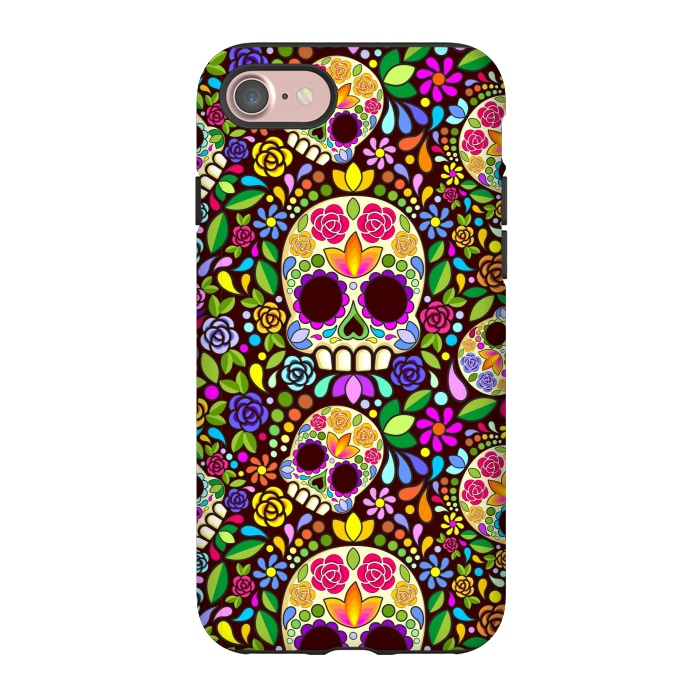 iPhone 7 StrongFit Sugar Skull Floral Naif Art Mexican Calaveras by BluedarkArt