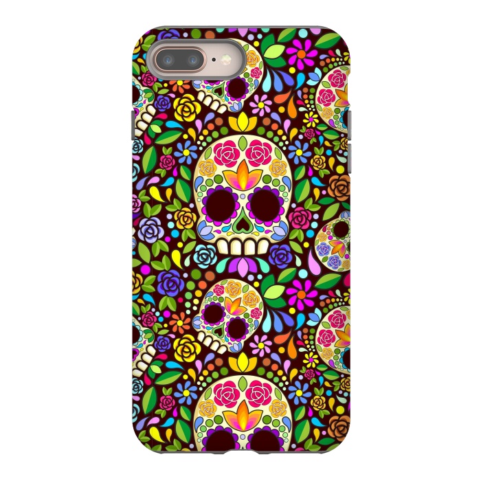 iPhone 7 plus StrongFit Sugar Skull Floral Naif Art Mexican Calaveras by BluedarkArt